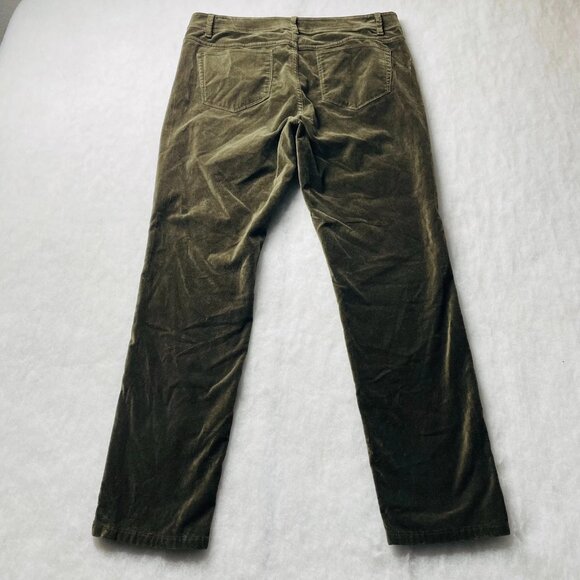 J. Jill Womens Olive Green Flat Front Pocket Velvet Straight Leg Pants Size 12 - Picture 2 of 10